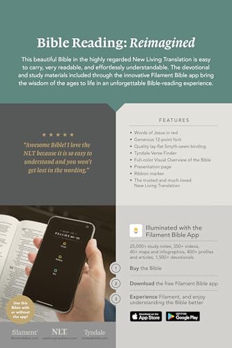 NLT Personal Size Giant Print Bible, Filament Enabled (Genuine Leather, Navy Blue, Indexed, Red Letter)