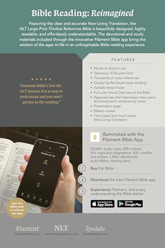 NLT Large Print Thinline Reference Zipper Bible, Filament Enabled (LeatherLike, Baby Blue Blossoms, Indexed, Red Letter)