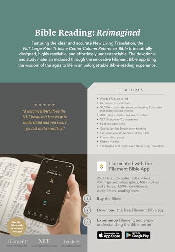 NLT Large Print Thinline Center-Column Reference Bible, Filament Enabled (LeatherLike, Black Holy Windows, Indexed, Red Letter)