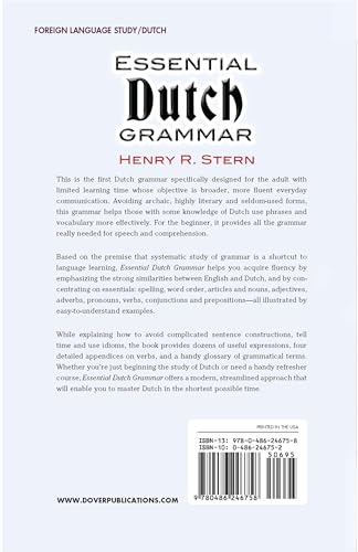 Essential Dutch Grammar: All The Grammar Really Needed For Speech And Comprehension (Dover Language Guides Essential Grammar)