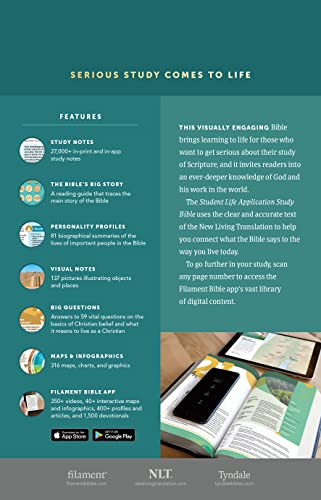 NLT Student Life Application Study Bible, Filament Enabled (LeatherLike, Charcoal Gray Striped, Indexed, Red Letter)