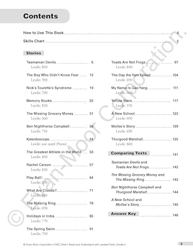 Evan-Moor Read and Understand with Leveled Texts, Grade 4