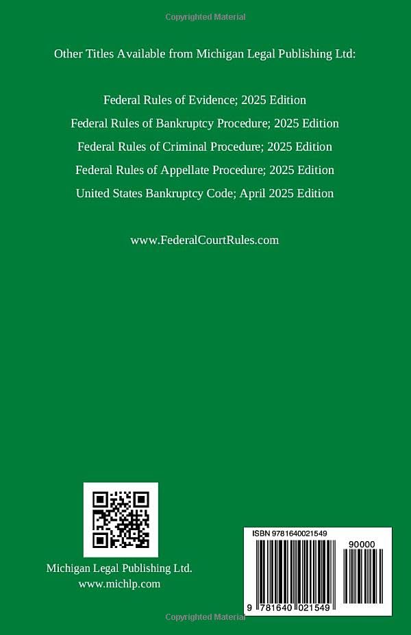 Federal Rules of Civil Procedure; 2025 Edition: With Statutory Supplement (Quick Desk Reference)