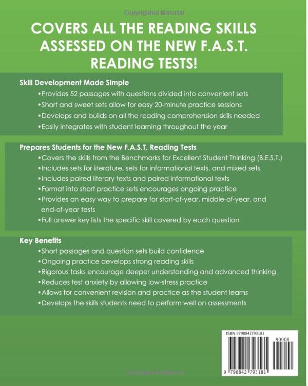 FLORIDA TEST PREP Reading Skills Workbook Daily F.A.S.T. Practice Grade 3: Preparation for the F.A.S.T. Reading Tests