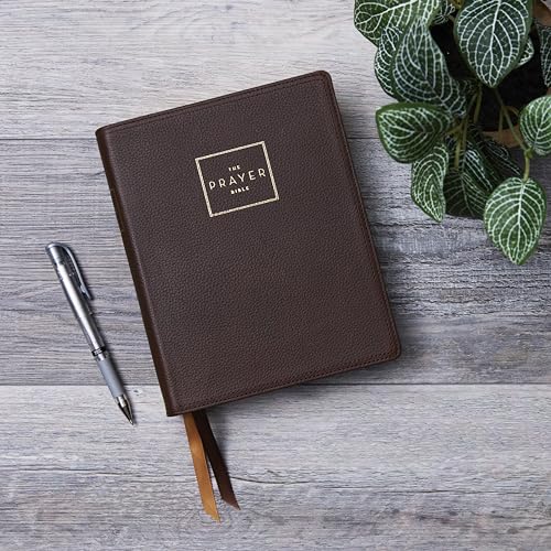 The Prayer Bible: Pray God’s Word Cover to Cover (NKJV, Brown Genuine Leather, Red Letter, Comfort Print)
