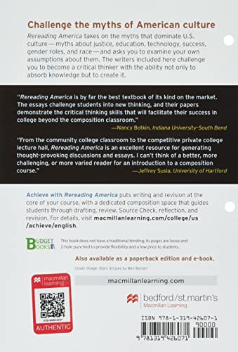 Loose-Leaf Version for Rereading America: Cultural Contexts for Critical Thinking and Writing