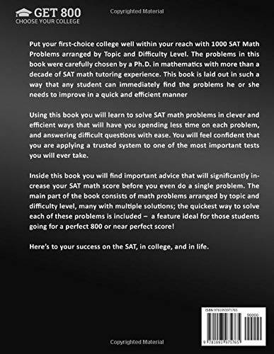 1000 New SAT Math Problems arranged by Topic and Difficulty Level: 1000 Problems with Full Explanations for the New SAT