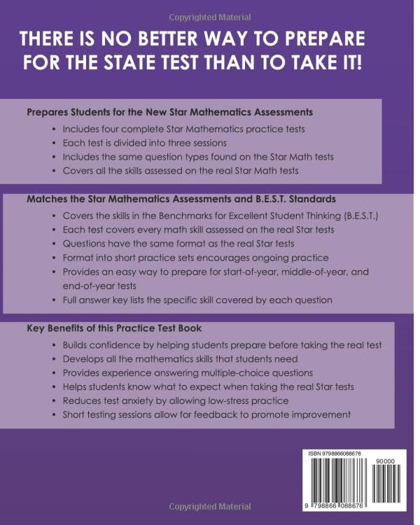 FLORIDA TEST PREP FAST Practice Test Book Star Mathematics Grade 2: Includes 4 Star Math Practice Tests
