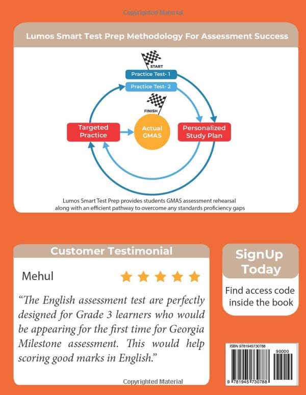 Georgia Milestones Assessment System Test Prep: Grade 3 English Language Arts Literacy (ELA) Practice Workbook and Full-length Online Assessments: GMAS Study Guide (GMAS by Lumos Learning)