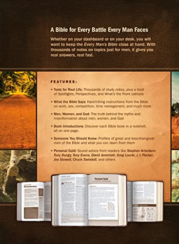 Every Man's Bible NLT, Large Print (LeatherLike, Pursuit Saddle Tan, Indexed)