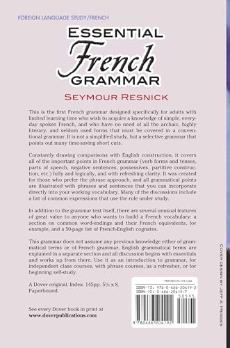 Essential French Grammar: All The Grammar Really Needed For Speech And Comprehension (Dover Language Guides Essential Grammar)