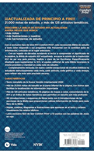 NVI, Biblia de Estudio actualizada, Revisión 2022, Letra grande, Tapa Dura, Interior a color, Palabras de Jesús en Rojo, Comfort Print (NIV Study Bible, Fully Revised Edition) (Spanish Edition)