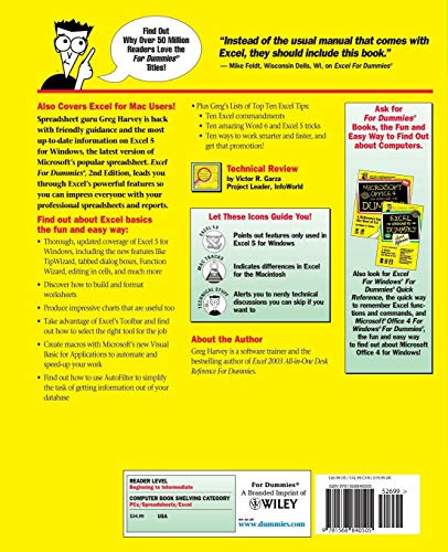 Excel For Dummies, 2nd Edition: 2nd Edition (For Dummies Computer Book Series)