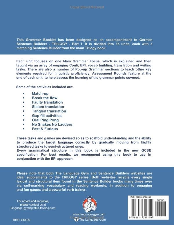 German Sentence Builders - TRILOGY - Part I - Grammar Booklet (The Language Gym - Sentence Builder Books)