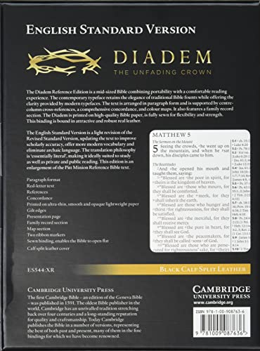 ESV Diadem Reference Edition, Black Calf Split Leather, Red-letter Text, ES544:XR