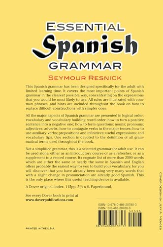 Essential Spanish Grammar: All The Grammar Really Needed For Speech And Comprehension (Dover Language Guides Essential Grammar)