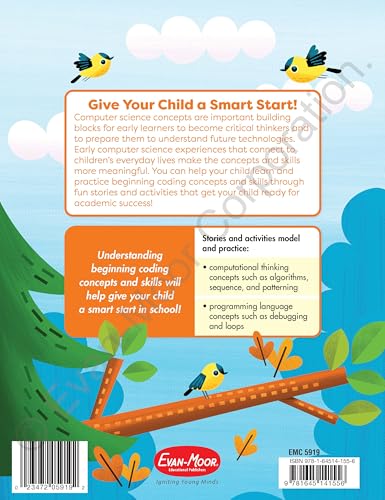 Evan-Moor Smart Start Beginning Coding, Grade 1, Activity Workbook, Includes Stickers and Audio read along, Basic Skills, Critical Thinking, ... ... Beginning Coding Stories and Activities)