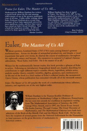 Euler: The Master of Us All (Dolciani Mathematical Expositions)