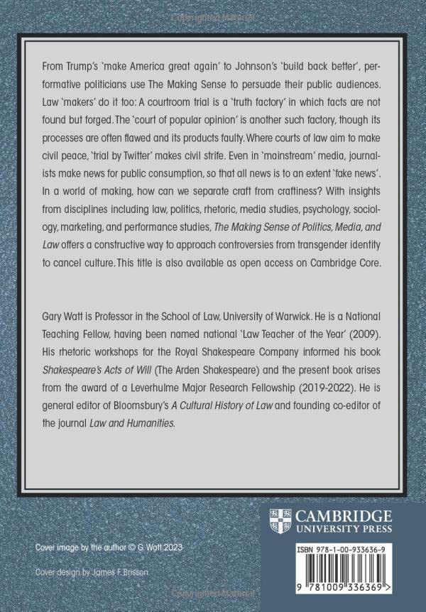 The Making Sense of Politics, Media, and Law (Law in Context)