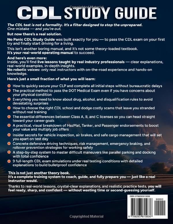 No Panic CDL Study Guide: The Most Complete Prep System to Pass Your License Exam—4,000+ Real DMV-Style Questions, Visual Guides, Expert Tips | Weekly Full-Length Practice Exams