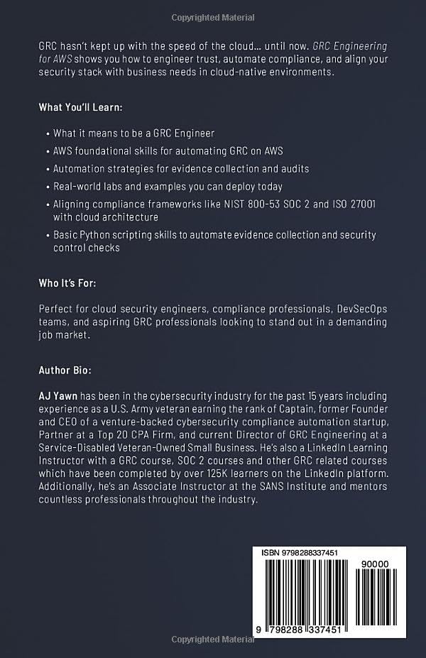 GRC ENGINEERING FOR AWS: A Hands-On Guide to Governance, Risk and Compliance Engineering