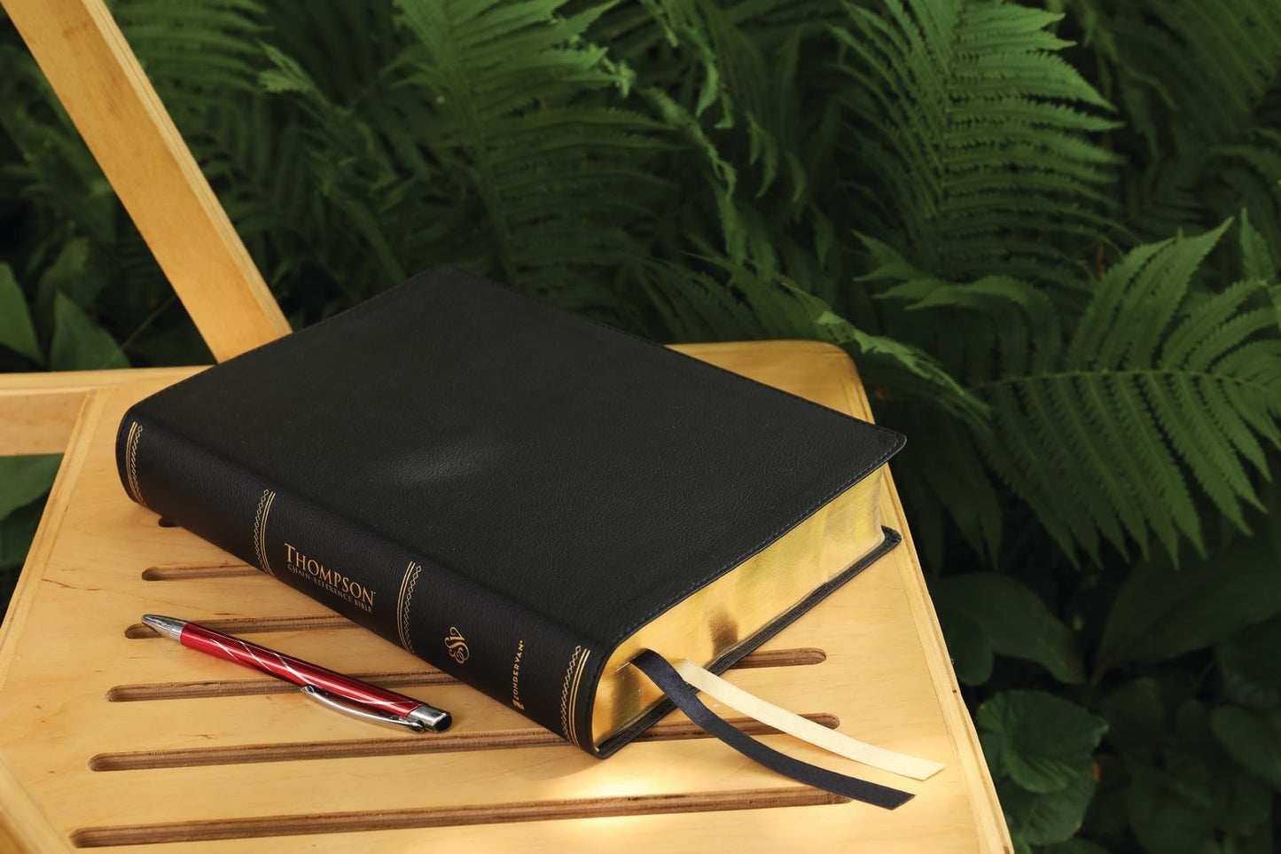 ESV, Thompson Chain-Reference Bible, Large Print, Leathersoft, Black, Red Letter, Thumb Indexed