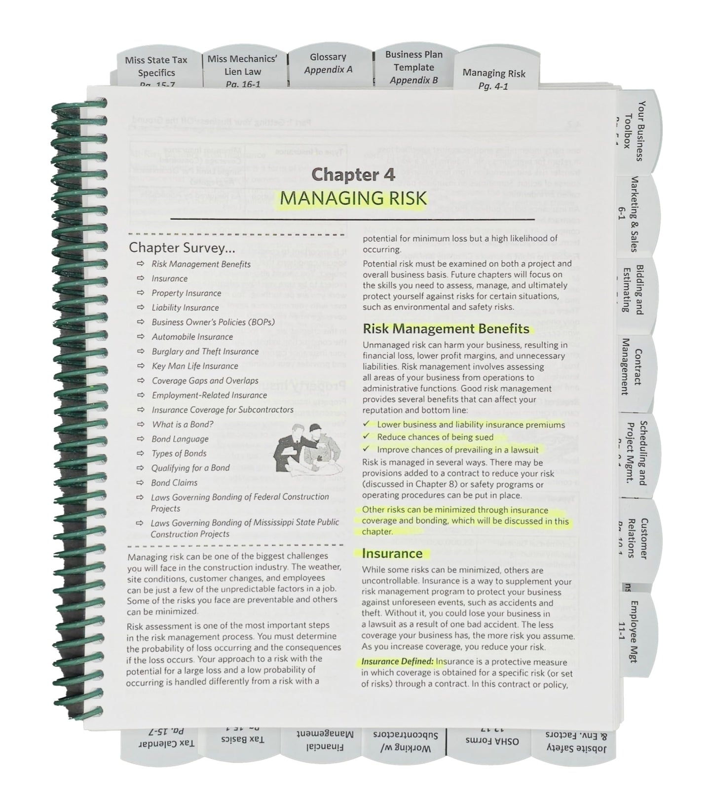 Highlighted and Tabbed - NASCLA Contractors Guide to Business, Law and Project Management, Mississippi 6th Edition - from Exam Books