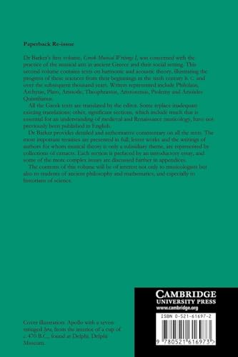 Greek Musical Writings: Volume 2, Harmonic and Acoustic Theory (Cambridge Readings in the Literature of Music)