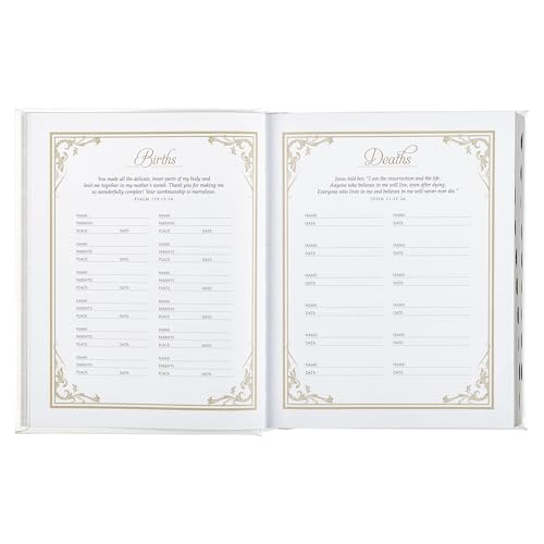 NLT Family Heritage Bible, Large Print Family Heirloom Devotional Bible for Study, New Living Translation Holy Bible Vegan Leather Hardcover, ... Content, White (NLT Family Heritage Editions)