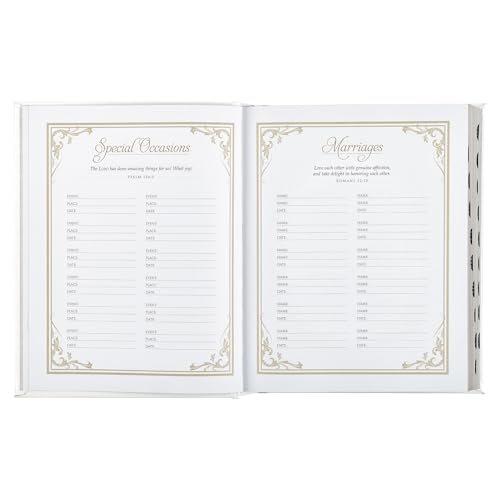 NLT Family Heritage Bible, Large Print Family Heirloom Devotional Bible for Study, New Living Translation Holy Bible Vegan Leather Hardcover, ... Content, White (NLT Family Heritage Editions)