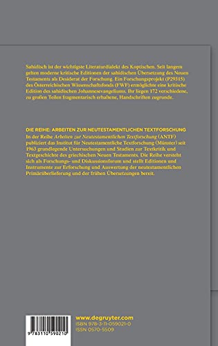 Kritische Edition der sahidischen Version des Johannesevangeliums: Text und Dokumentation (Arbeiten zur neutestamentlichen Textforschung, 56) (German Edition)