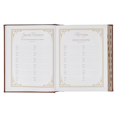 NLT Family Heritage Bible, Large Print Family Heirloom Devotional Bible for Study, New Living Translation Holy Bible Vegan Leather Hardcover, ... Content, Brown (NLT Family Heritage Editions)