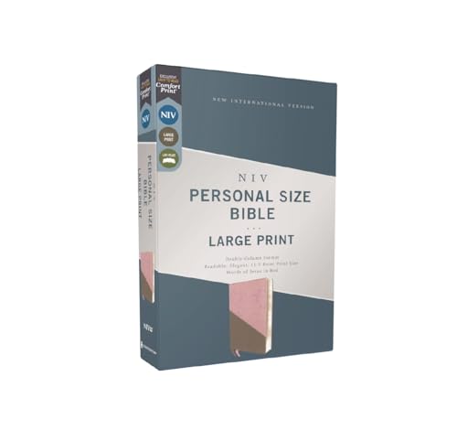 NIV, Personal Size Bible, Large Print, Leathersoft, Pink/Gray, Red Letter, Thumb Indexed, Comfort Print