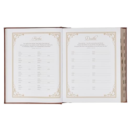 NLT Family Heritage Bible, Large Print Family Heirloom Devotional Bible for Study, New Living Translation Holy Bible Vegan Leather Hardcover, ... Content, Brown (NLT Family Heritage Editions)