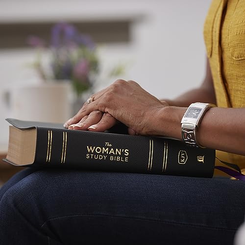 KJV, The Woman's Study Bible, Black Genuine Leather, Red Letter, Full-Color Edition, Comfort Print: Receiving God's Truth for Balance, Hope, and Transformation