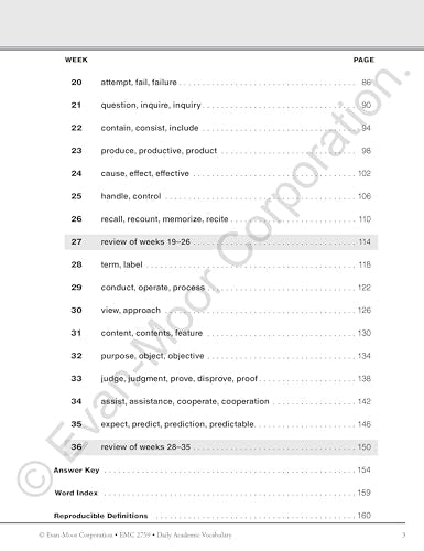Evan-Moor Daily Academic Vocabulary Lessons, Grade 3, 36 Weeks of Instruction Give Students an Expanded Vocabulary Activities, Homeschooling and Classroom Resource Workbook, Definitions, Printables