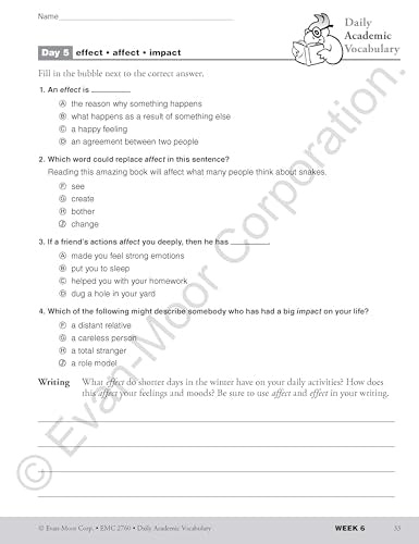 Evan-Moor Daily Academic Vocabulary, Grade 4 Teacher Edition