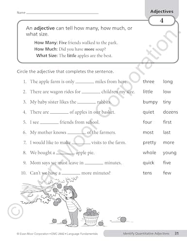 Evan-Moor Language Fundamentals, Grade 2, Homeschool and Classroom Resource Workbook, Reproducible Worksheets, Nouns, Verbs, Adjectives, Pronouns, Capitalization, Punctuation, Spelling, Vocabulary