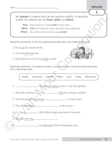 Evan-Moor Language Fundamentals, Grade 4, Homeschool and Classroom Resource Workbook, Reproducible Worksheets, Nouns, Verbs, Adjectives, Pronouns, Capitalization, Punctuation, Spelling, Vocabulary