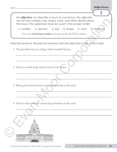 Evan-Moor Language Fundamentals, Grade 4, Homeschool and Classroom Resource Workbook, Reproducible Worksheets, Nouns, Verbs, Adjectives, Pronouns, Capitalization, Punctuation, Spelling, Vocabulary
