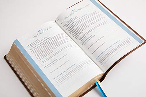 NIV, Lucado Encouraging Word Bible, Leathersoft, Blue, Thumb Indexed, Comfort Print: Holy Bible, New International Version