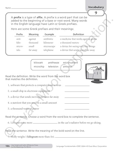 Evan-Moor Language Fundamentals, Grade 4, Homeschool and Classroom Resource Workbook, Reproducible Worksheets, Nouns, Verbs, Adjectives, Pronouns, Capitalization, Punctuation, Spelling, Vocabulary