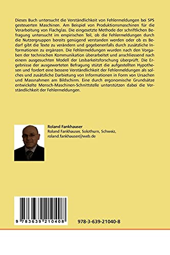 Fehlermeldungen an SPS gesteuerten Maschinen: Sind Fehlermeldungen verständlich genug für den Nutzer oder verbessern zusätzliche Informationen die Verständlichkeit (German Edition)