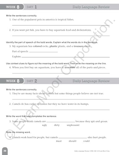 Evan-Moor Daily Language Review, Grade 4, Activities, Homeschooling and Classroom Resource Workbook, Reproducible Worksheets, Teacher Edition, Daily Practice, Skills Assessment, Grammar, Punctuation