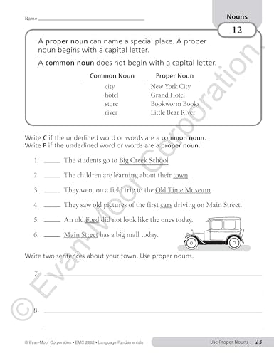 Evan-Moor Language Fundamentals, Grade 2, Homeschool and Classroom Resource Workbook, Reproducible Worksheets, Nouns, Verbs, Adjectives, Pronouns, Capitalization, Punctuation, Spelling, Vocabulary