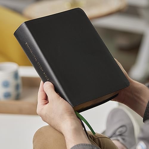 Evangelical Study Bible: Christ-centered. Faith-building. Mission-focused. (NKJV, Black Bonded Leather, Red Letter, Large Comfort Print)