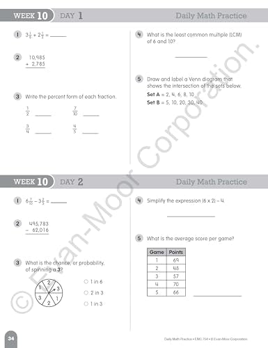 Evan-Moor Daily Math Practice, Grade 5