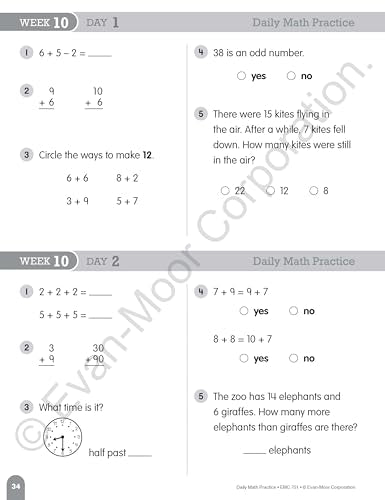 Evan-Moor Daily Math Practice, Grade 2