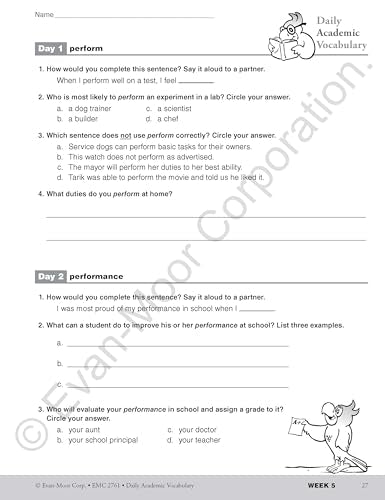 Evan-Moor Daily Academic Vocabulary, Grade 5 Teacher Edition