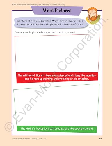 Evan-Moor Skill Sharpeners Reading Workbook, Grade 6, Vocabulary, Comprehension, Phonics, Sequencing, Summarizing, Prefixes and Suffixes, Contractions, Context, Analyzing Characters, Homeschool